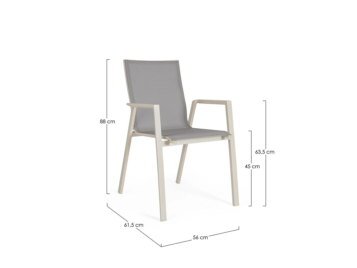 Conjunto de 4 cadeiras de jardim em textilene cinzento claro  - RONDA
