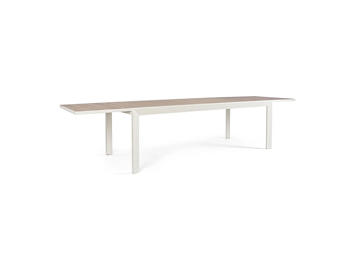 Table à rallonge effet bois et structure en aluminium blanc - BELMAR