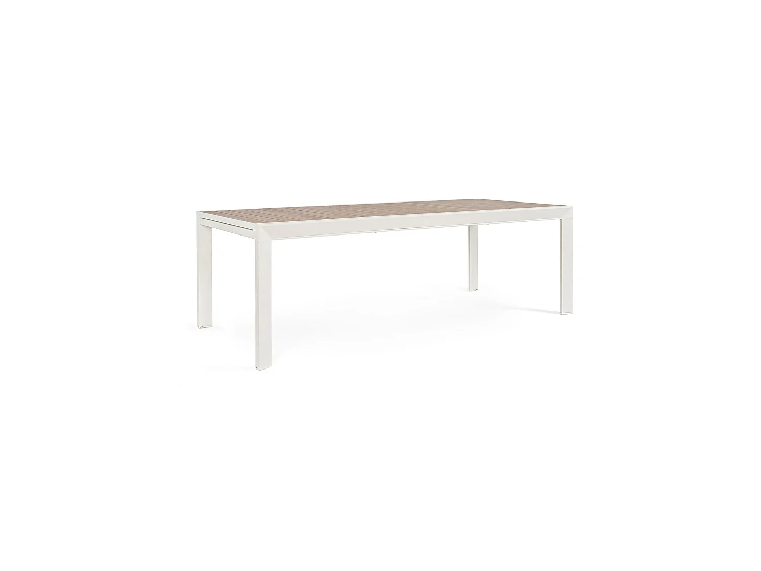 Table à rallonge effet bois et structure en aluminium blanc - BELMAR