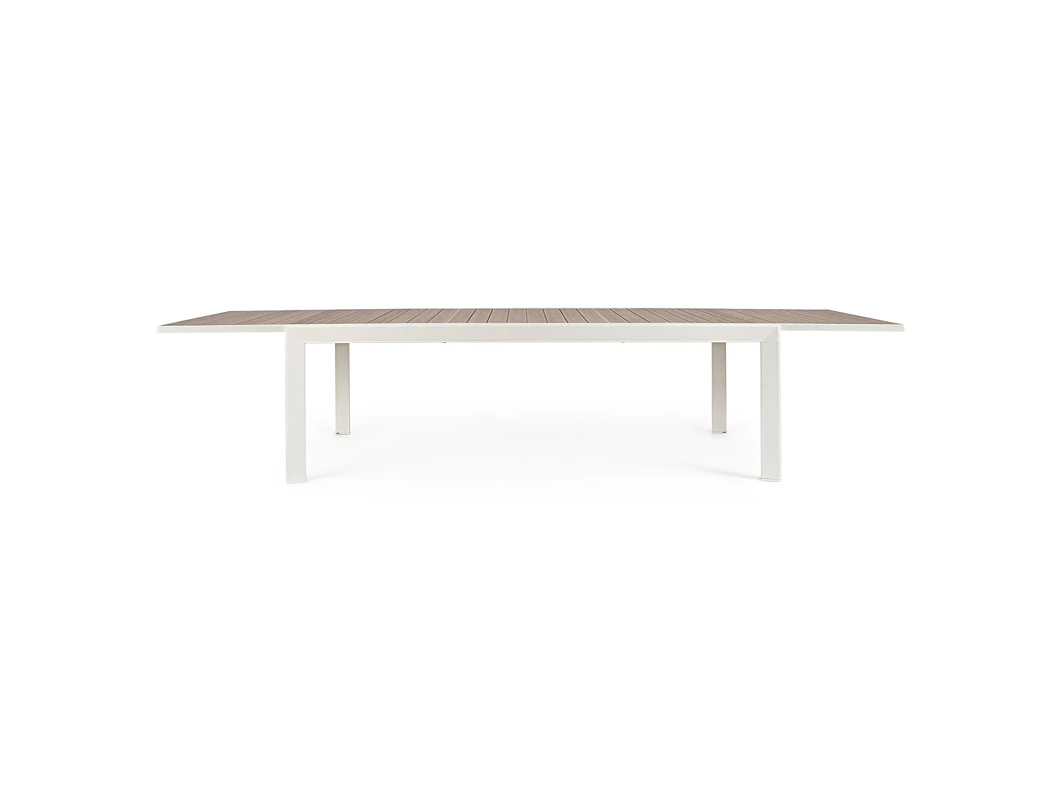 Table à rallonge effet bois et structure en aluminium blanc - BELMAR