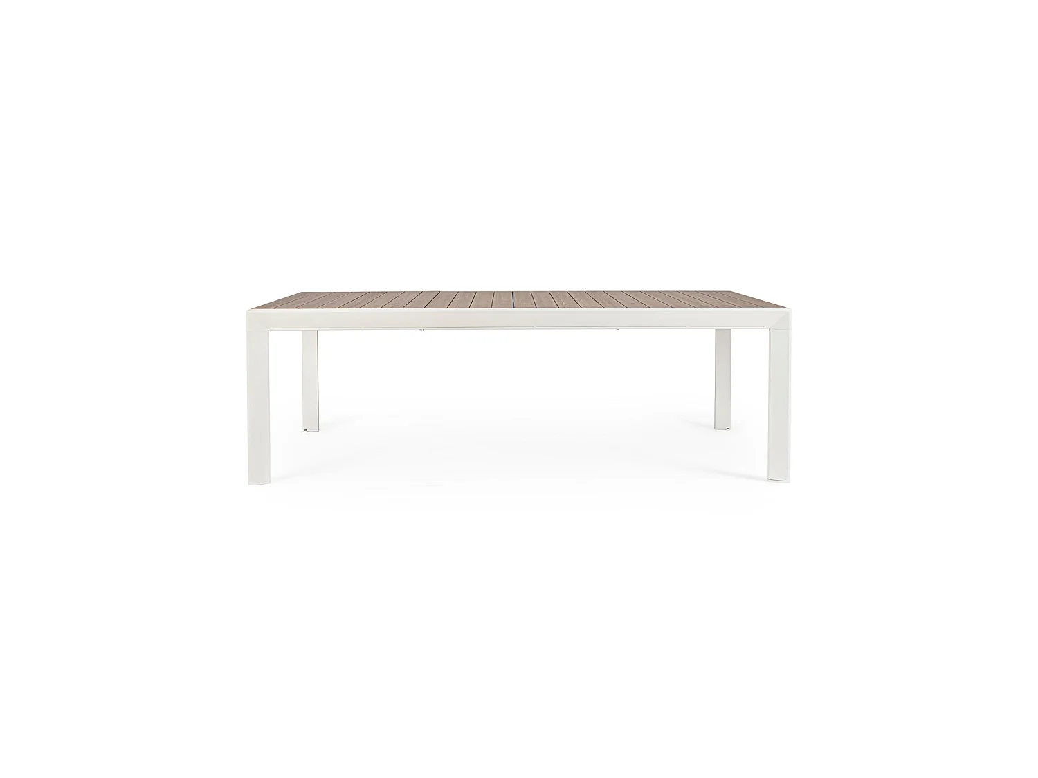 Table à rallonge effet bois et structure en aluminium blanc - BELMAR