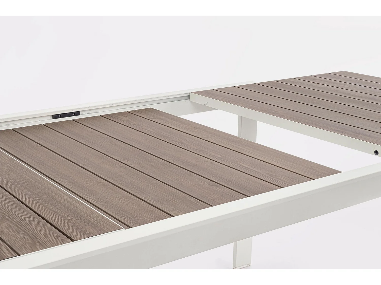 Table à rallonge effet bois et structure en aluminium blanc - BELMAR