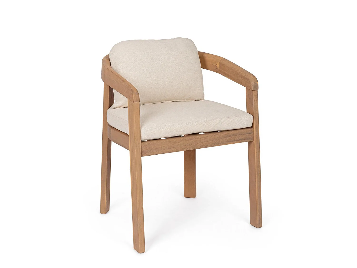 Set di 2 sedie con braccioli in legno e beige - GIRONA