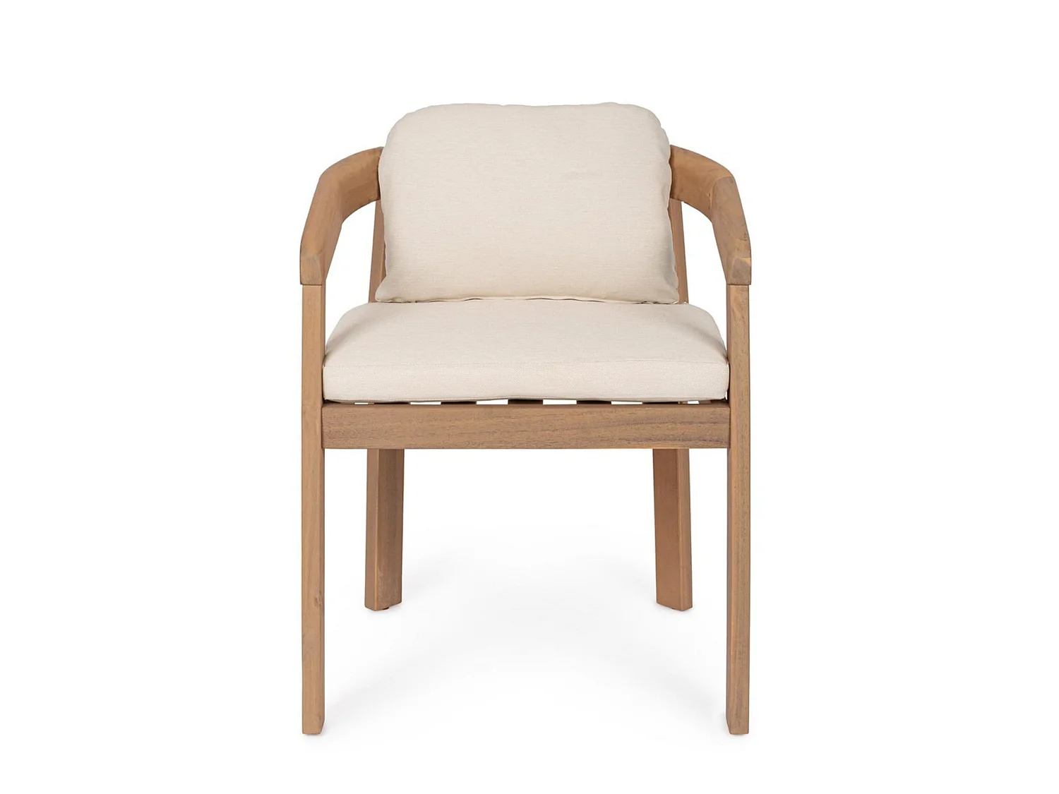 Set di 2 sedie con braccioli in legno e beige - GIRONA