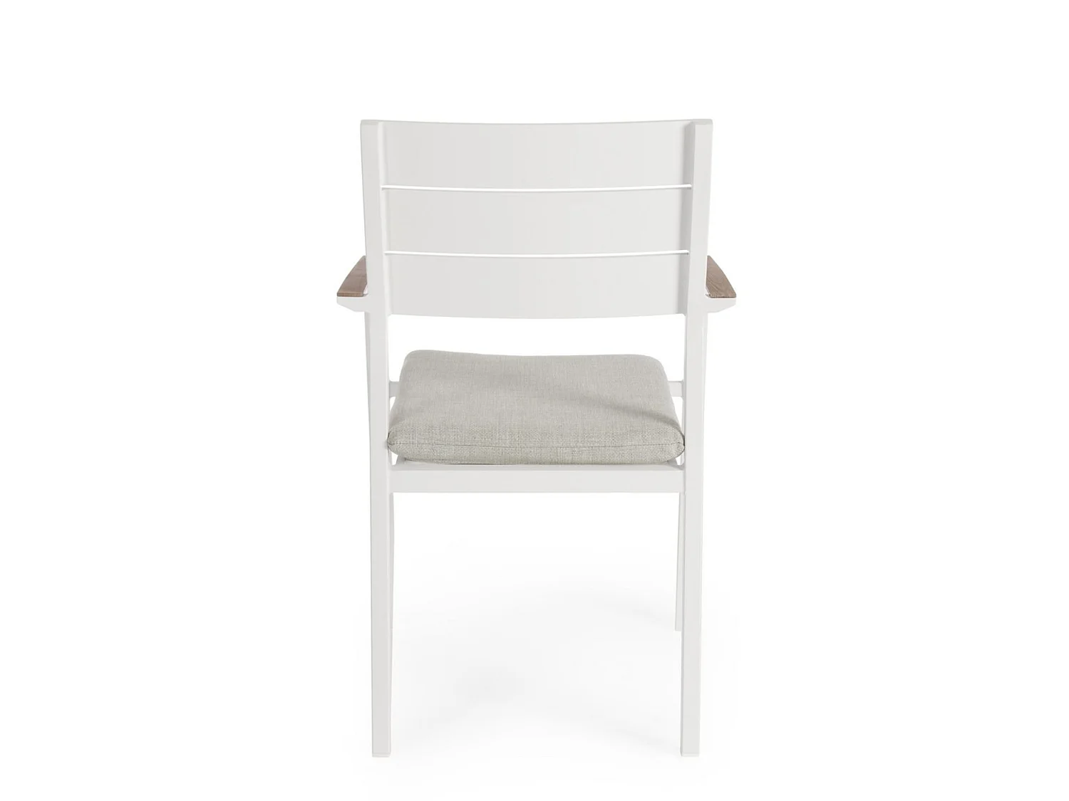 Lot de 4 chaises de jardin avec coussin beige et accoudoirs effet bois  - ZELMAR