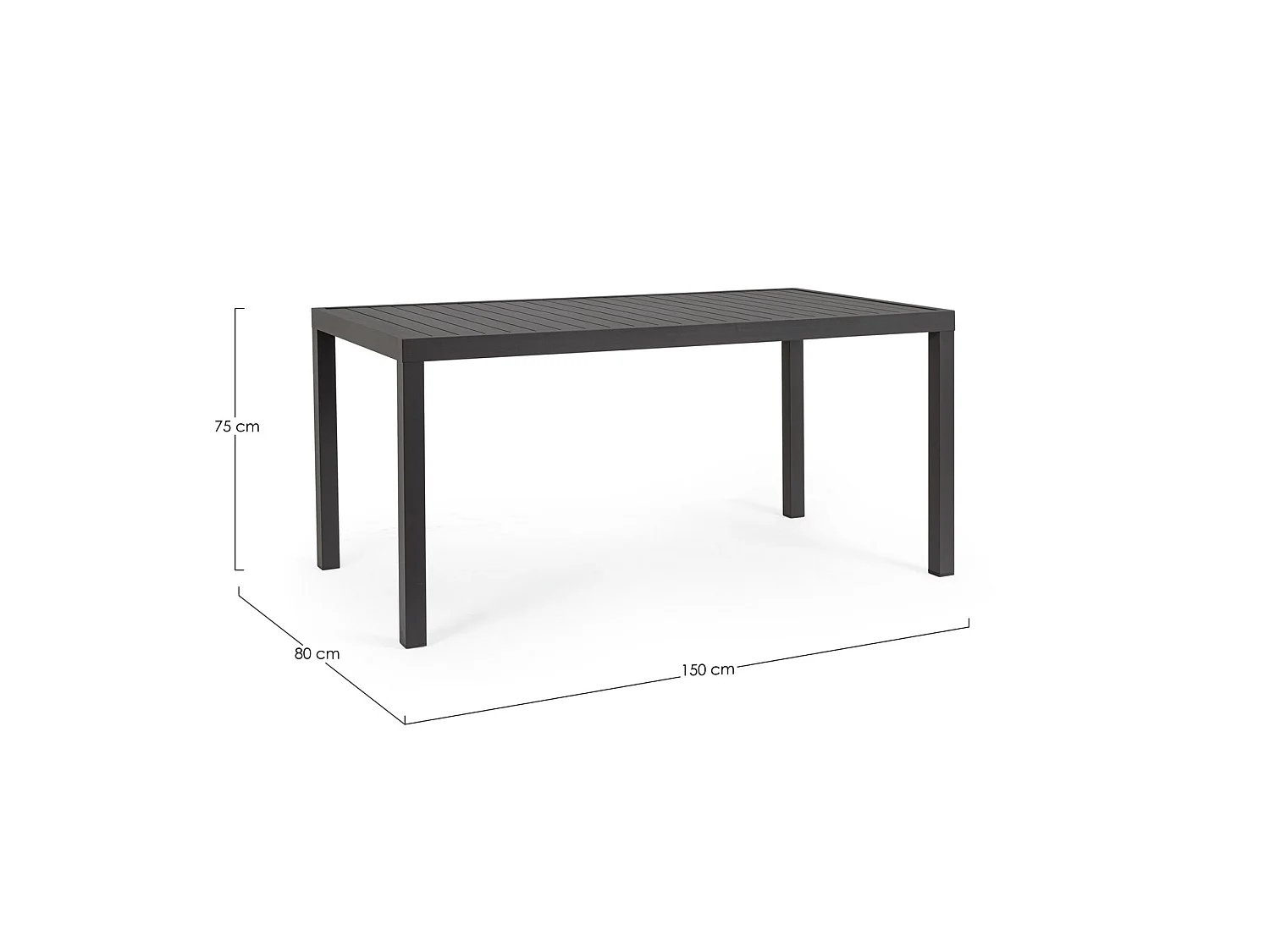 Gartentisch aus pulverbeschichtetem Aluminium in Anthrazit - HILDE