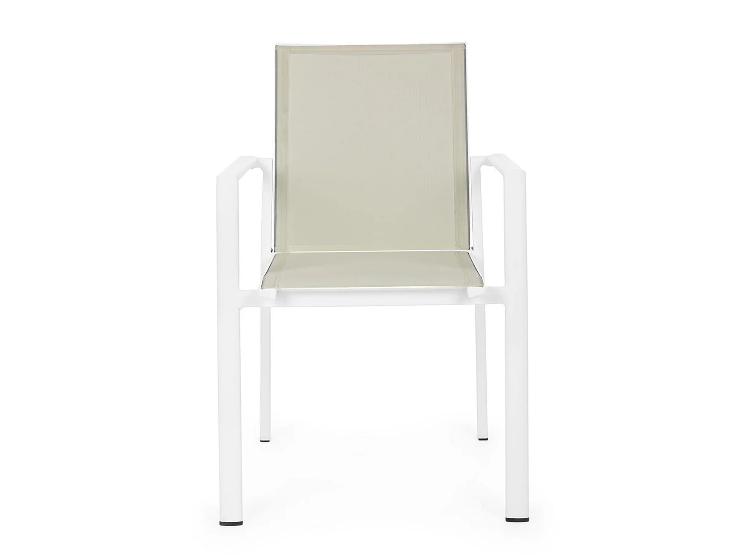 Conjunto de 4 sillas de jardín de textilene beige y estructura de aluminio - KONNOR