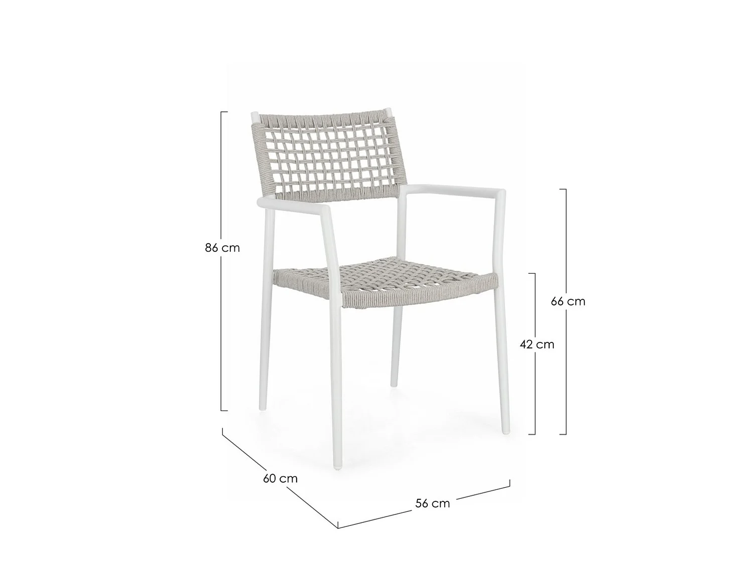Juego de 4 sillas con reposabrazos en color blanco - BLANES