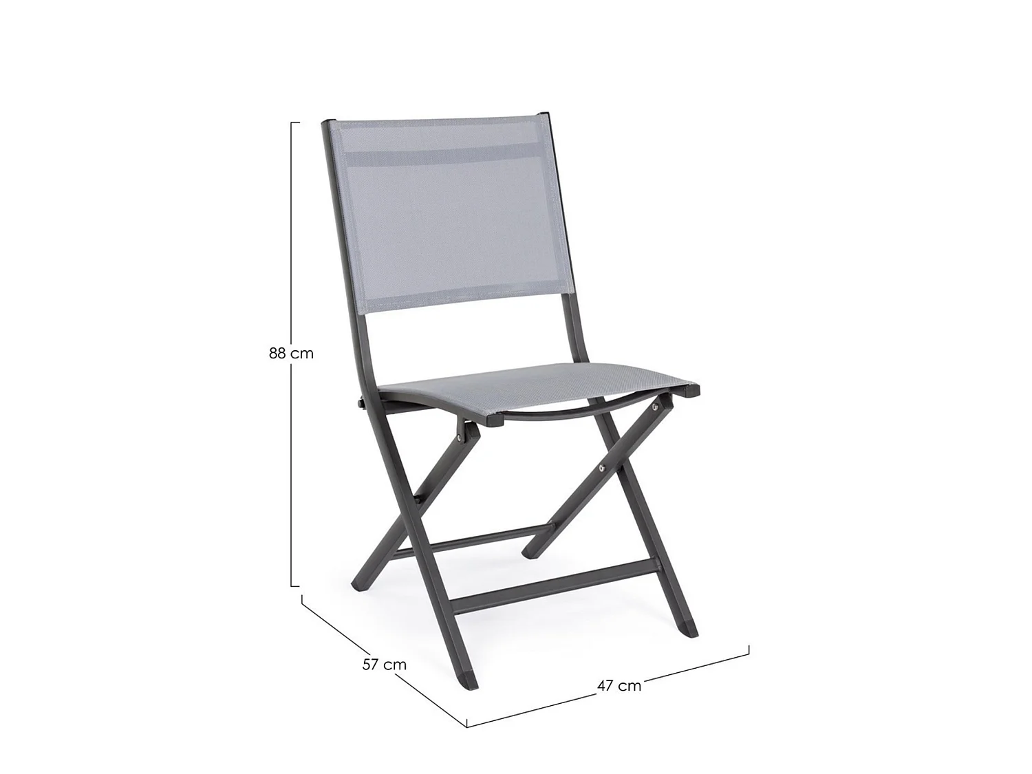 Juego de 4 sillas de jardín de textilene gris y estructura de aluminio - SINTRA