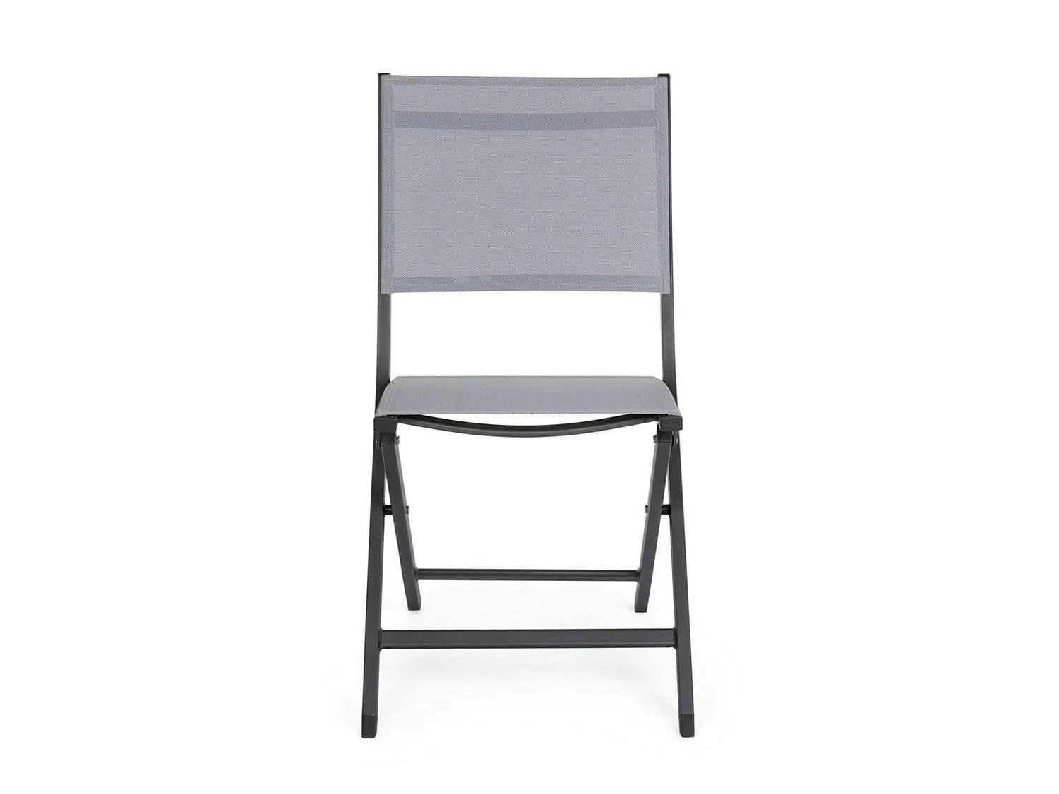 Juego de 4 sillas de jardín de textilene gris y estructura de aluminio - SINTRA