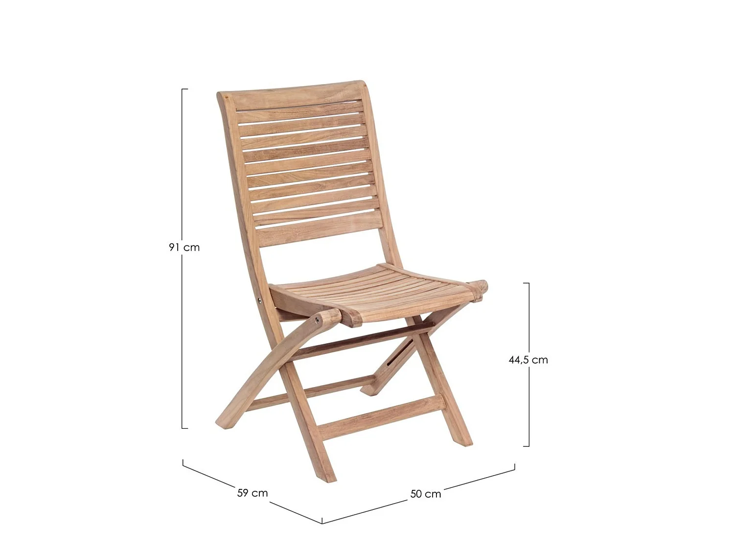 Juego de 2 sillas plegables de madera de teca de alta calidad - GALILEA