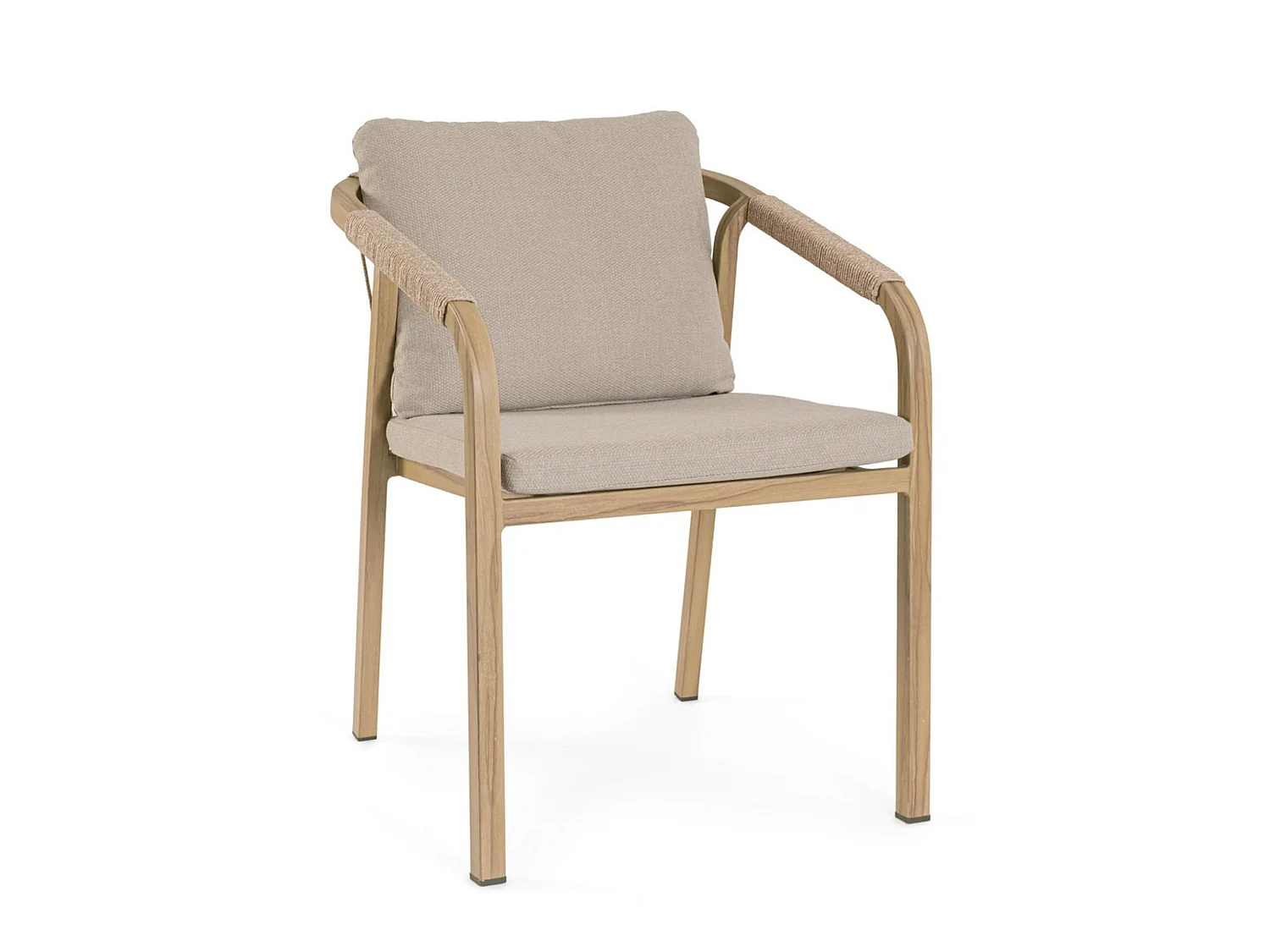 Ensemble de 4 chaises de jardin avec coussins et tressage en corde  - ALVOR