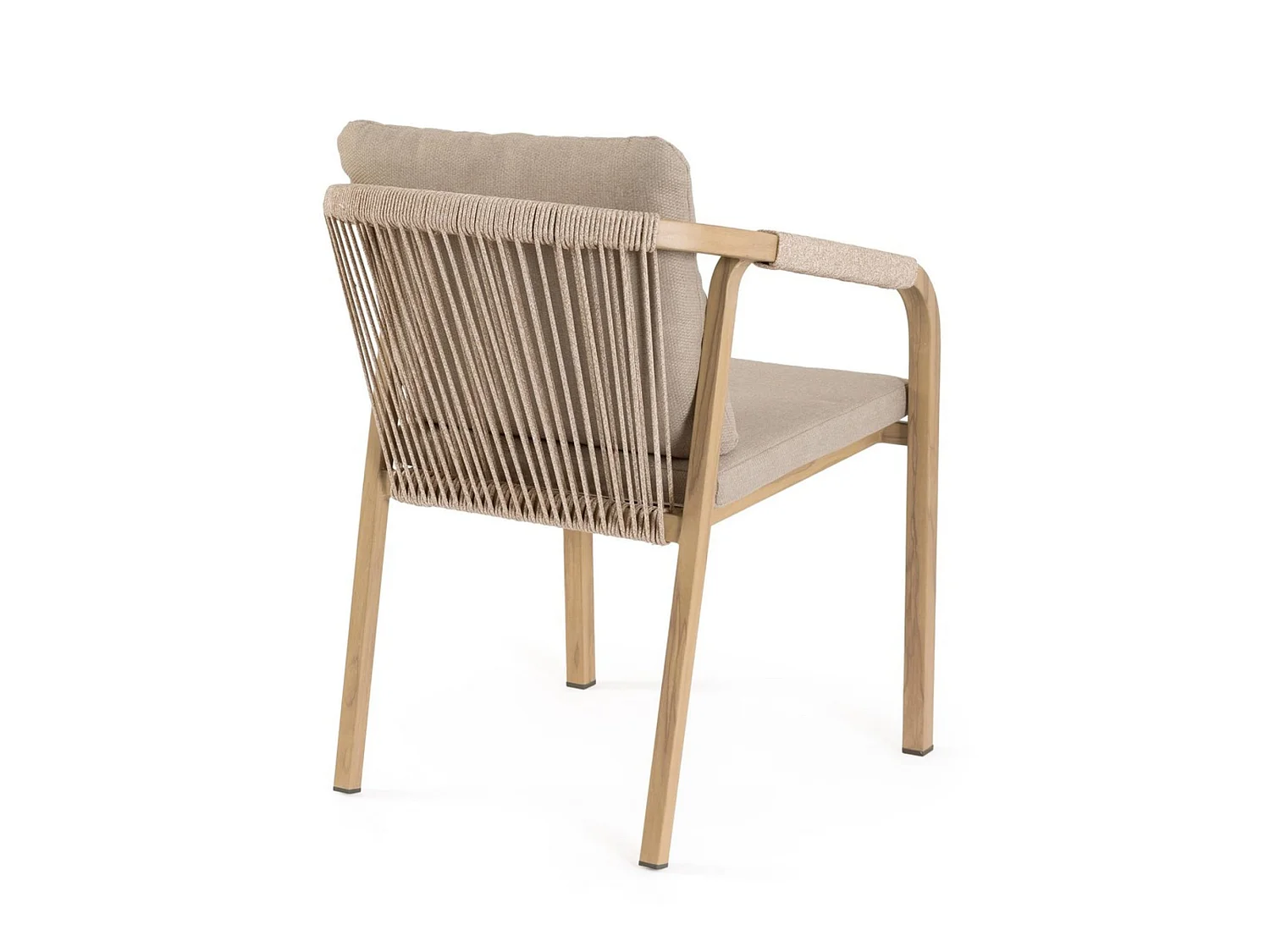 Ensemble de 4 chaises de jardin avec coussins et tressage en corde  - ALVOR