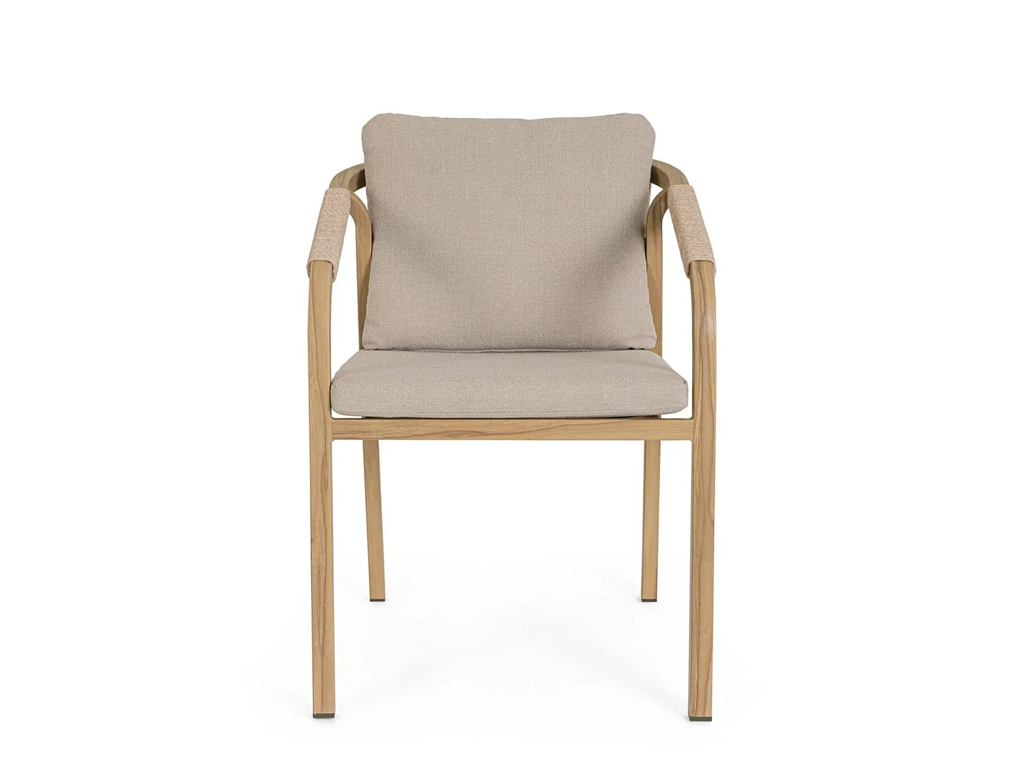 Ensemble de 4 chaises de jardin avec coussins et tressage en corde  - ALVOR