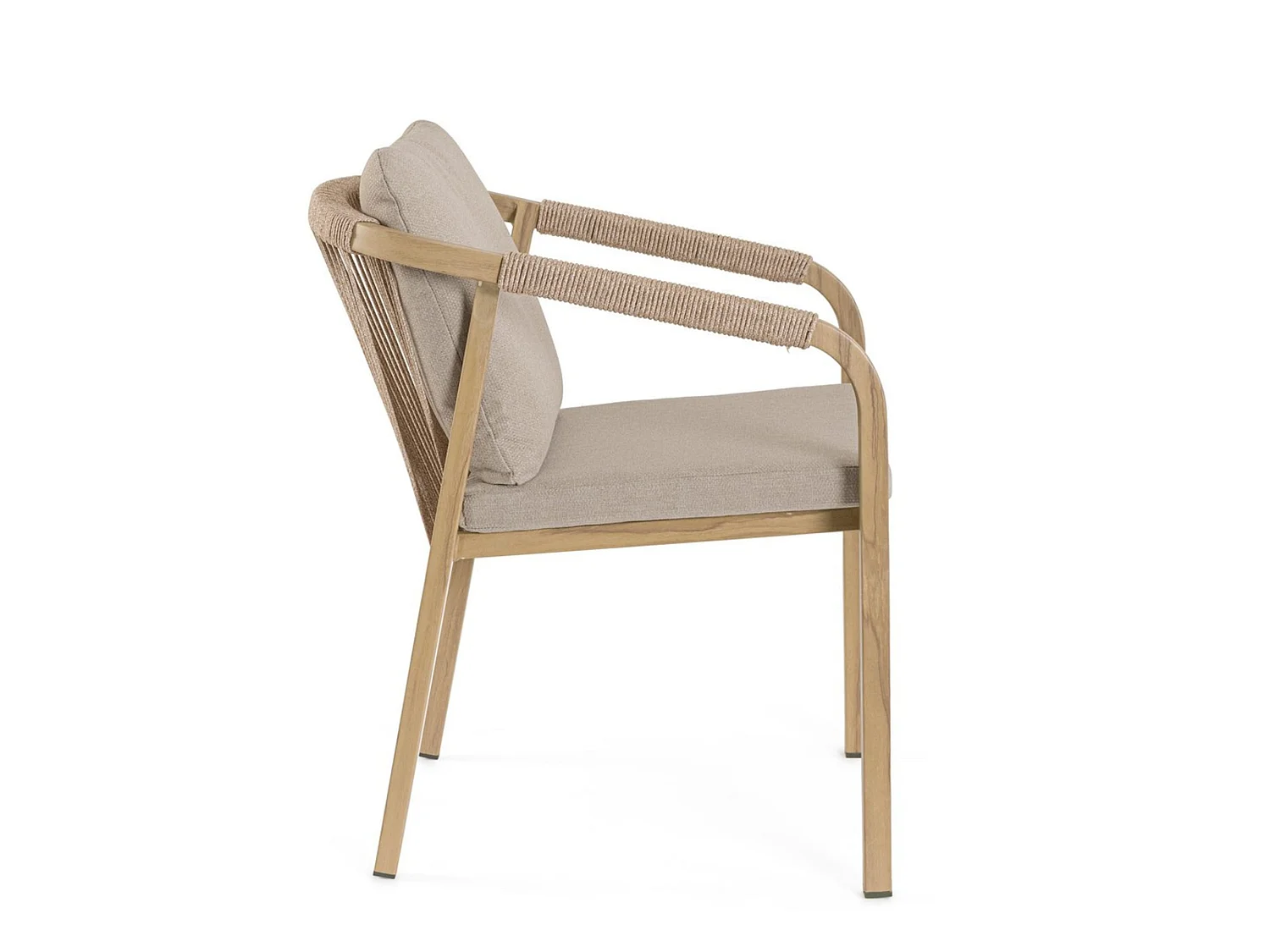 Ensemble de 4 chaises de jardin avec coussins et tressage en corde  - ALVOR