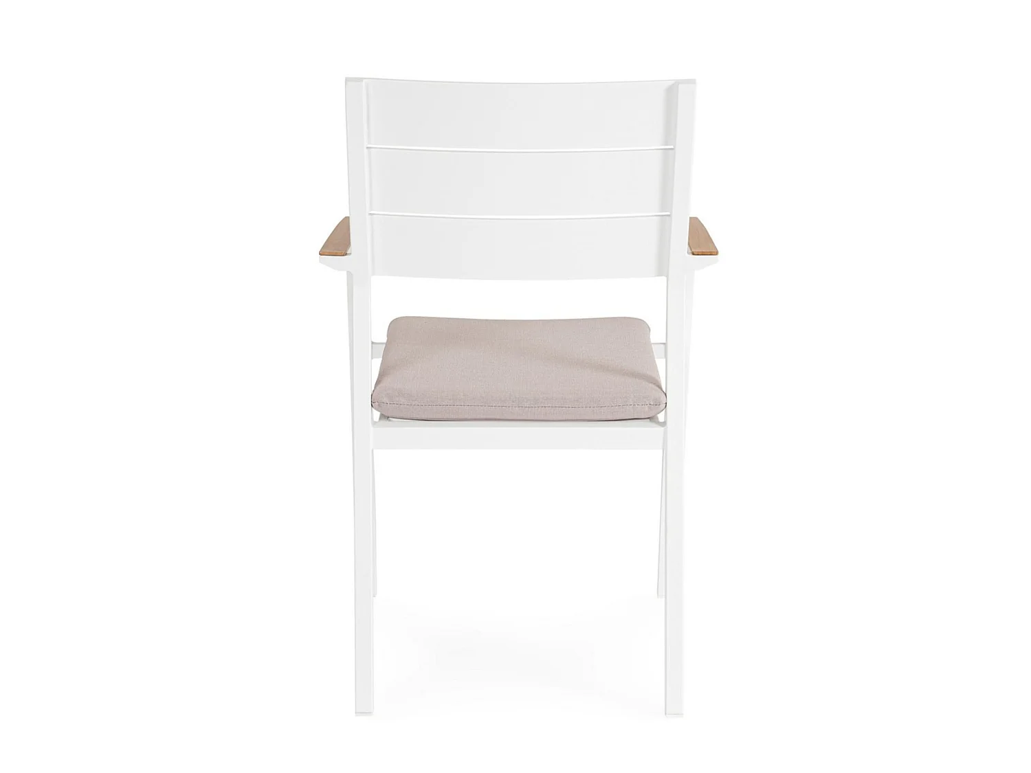 Ensemble de 4 chaises de jardin avec coussin taupe et accoudoirs effet bois - ZELMAR