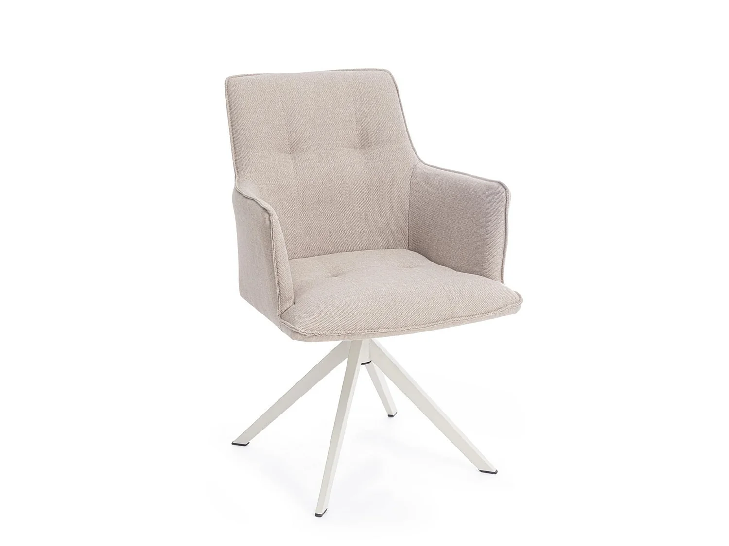 Juego de 2 sillas giratorias en color blanco y beige - GOUVEIA