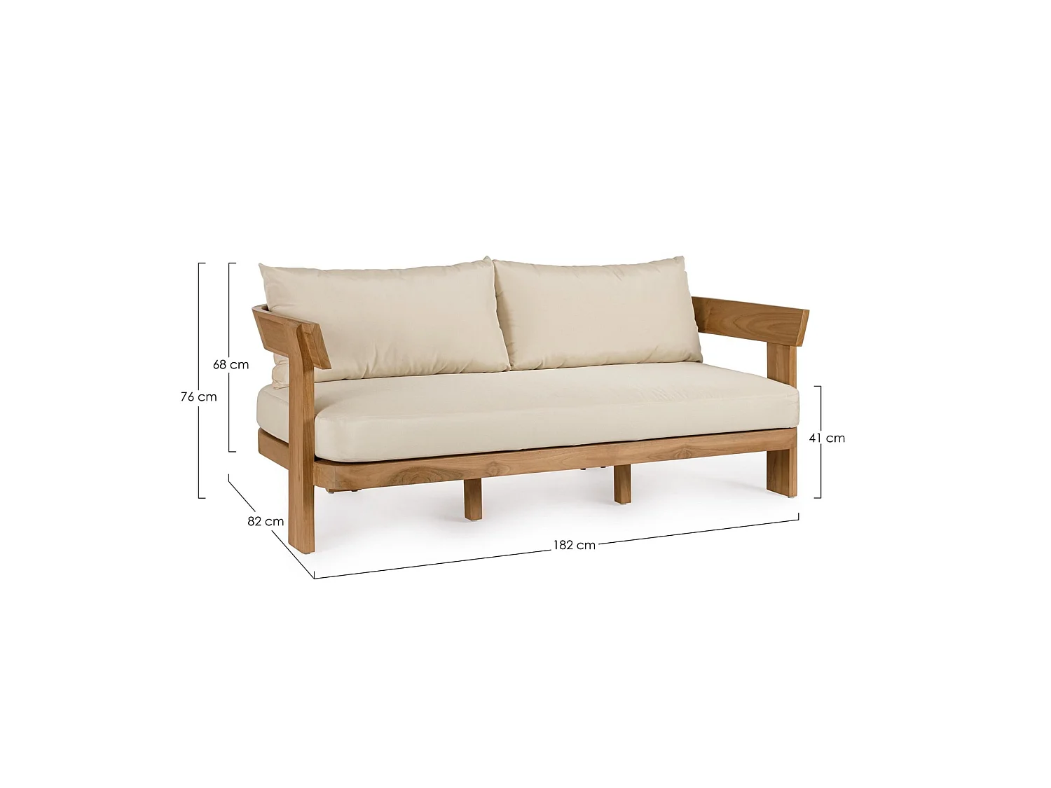 3-personers sofa i teak og beige - NOJA