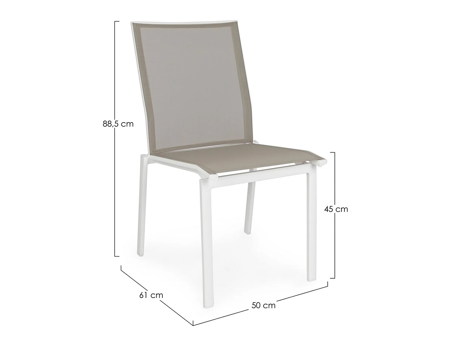 Conjunto de 4 sillas de jardín de textilene y aluminio blanco, apilables - ZARAGOZA
