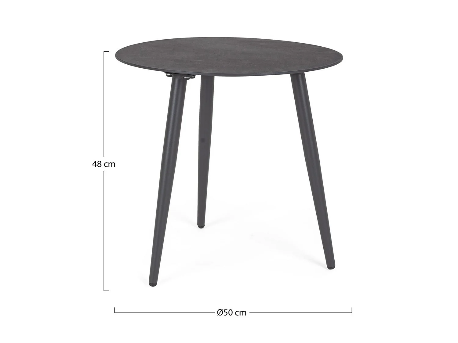 Runder Gartentisch aus lackiertem anthrazitfarbenem Aluminium  - FARO