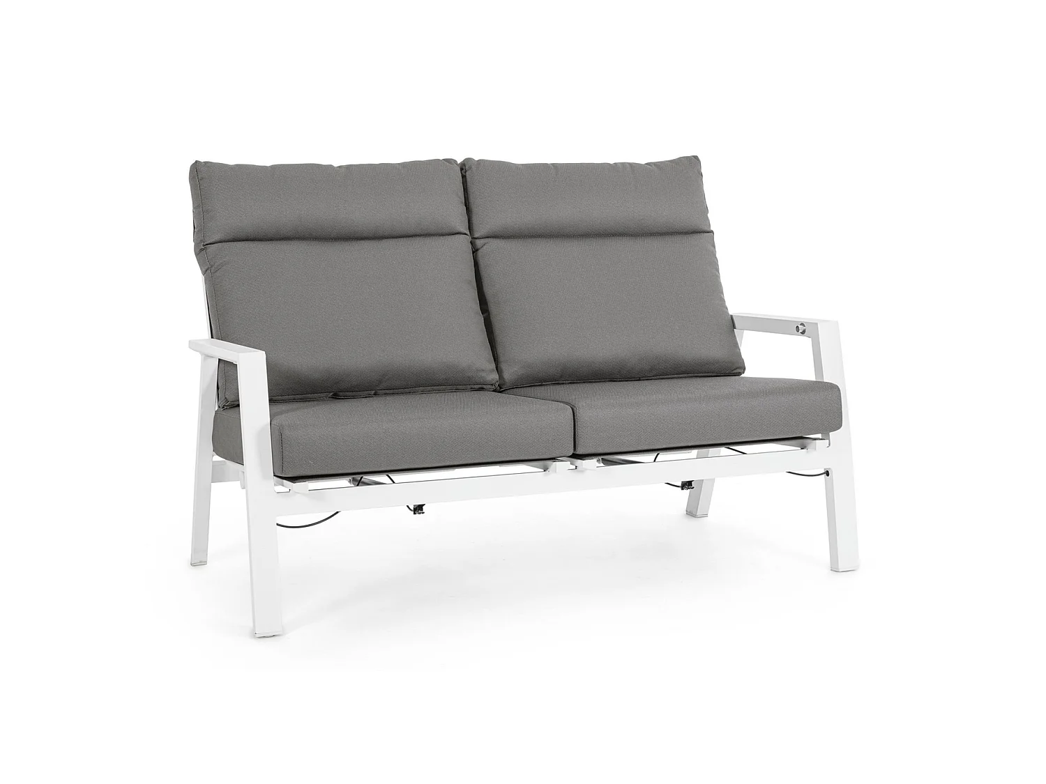 Canapé de jardin 2 places inclinable en textilène avec coussins gris - OVIEDO