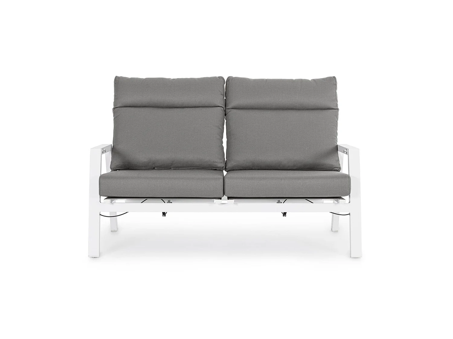 Canapé de jardin 2 places inclinable en textilène avec coussins gris - OVIEDO