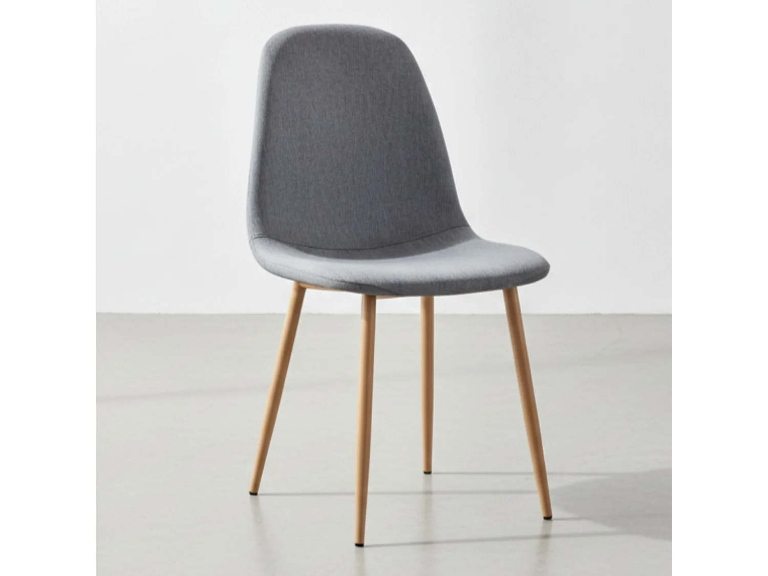 Pack de 4 Sillas de Comedor Tapizadas en Gris – Patas Metálicas con Acabado Roble Aserrado – Diseño Moderno y Confortable