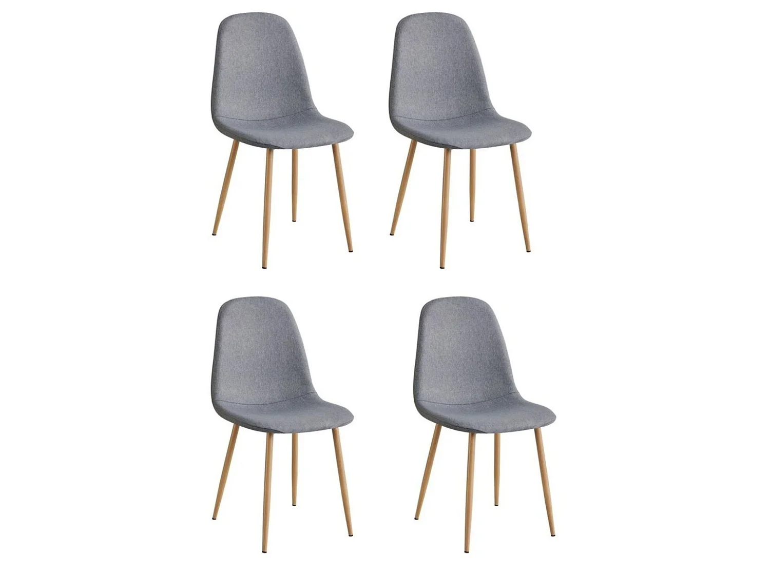 Pack de 4 Sillas de Comedor Tapizadas en Gris – Patas Metálicas con Acabado Roble Aserrado – Diseño Moderno y Confortable