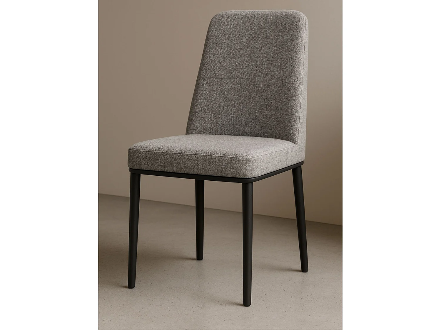 Pack 4 sillas tapizadas gris acero con patas metálicas negras – diseño moderno y cómodo para comedor o cocina