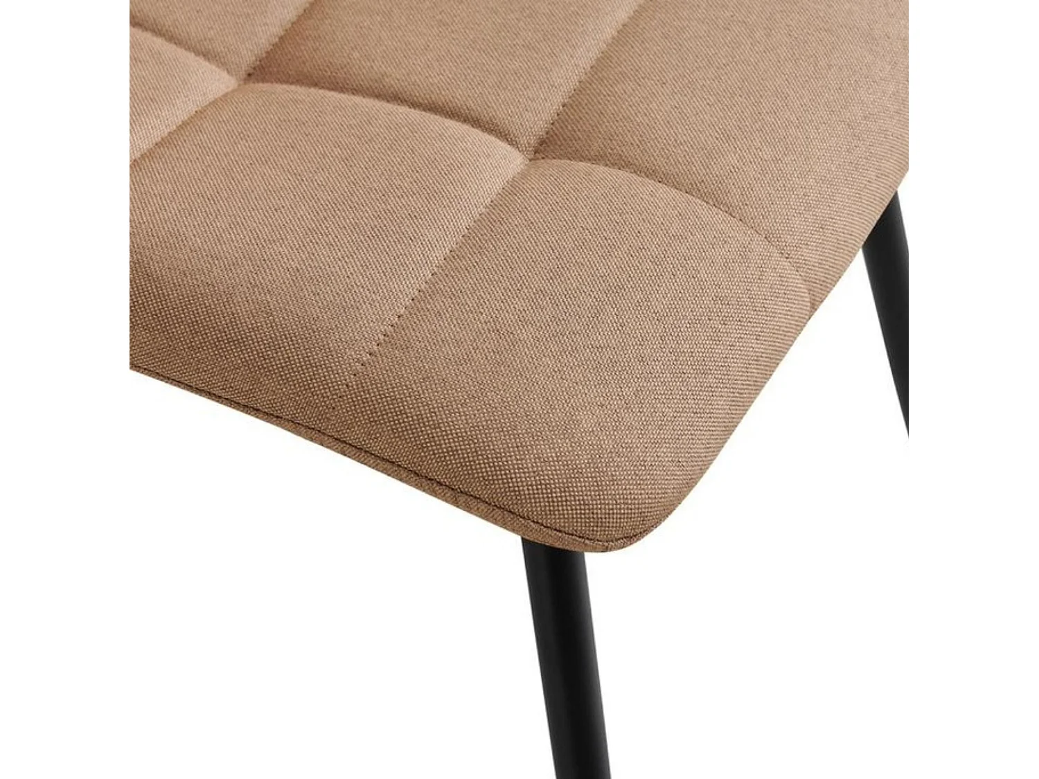Pack de 4 Sillas de Comedor Tapizadas en Marrón Canela – Patas Metálicas Negras – Diseño Moderno, Elegante y Muy Confortable