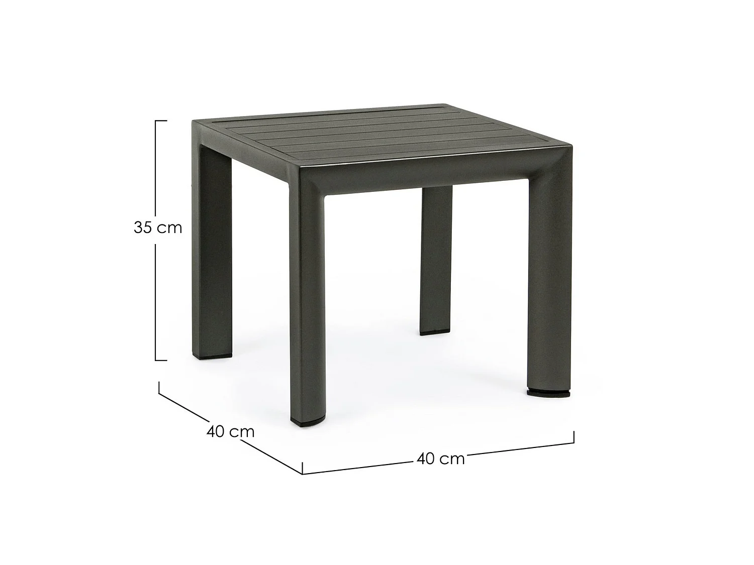 Conjunto de 2 mesas de jardim antracite em alumínio pintado, 40×40 cm - ZARAGOZA