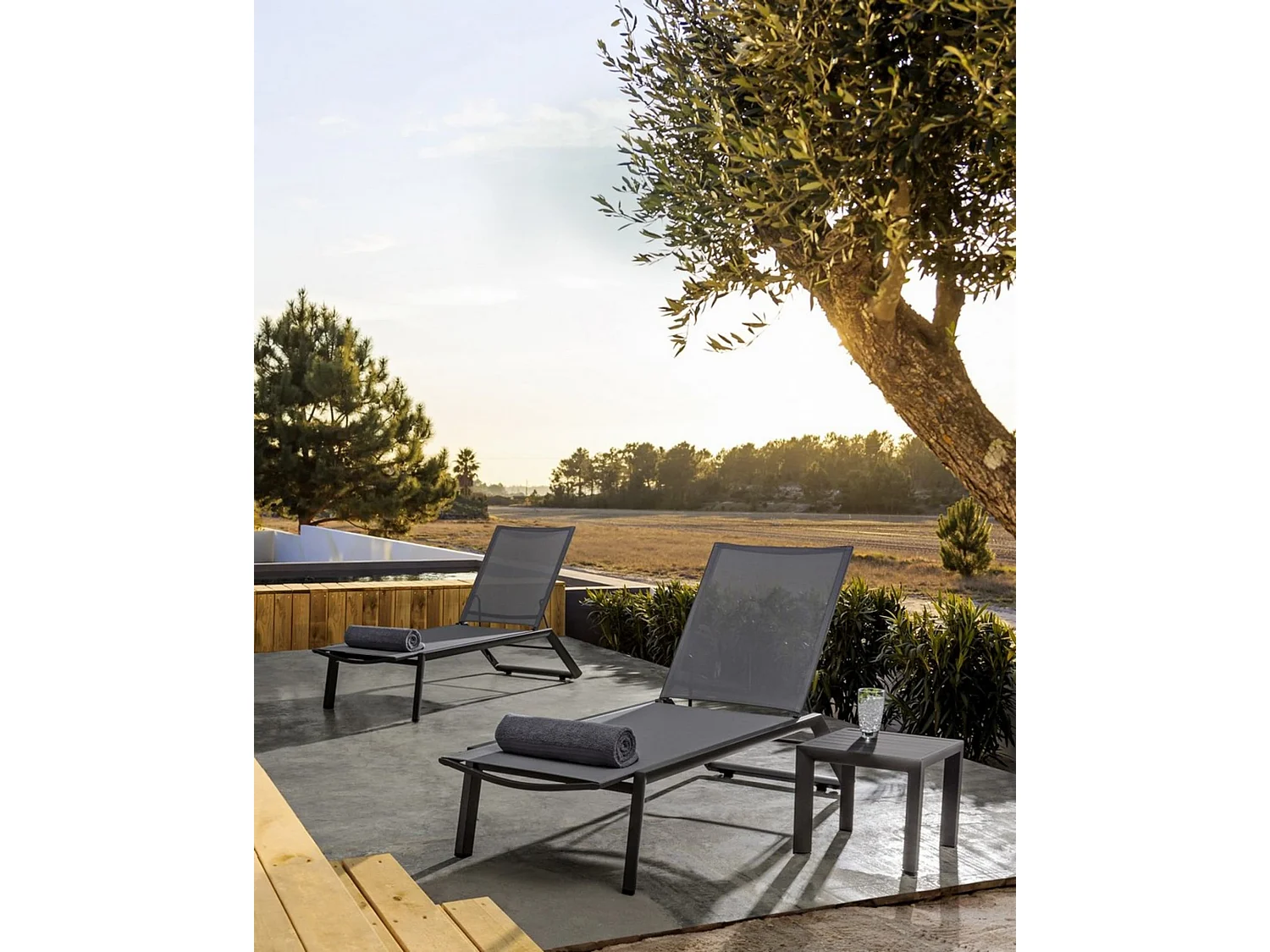 Conjunto de 2 mesas de jardim antracite em alumínio pintado, 40×40 cm - ZARAGOZA