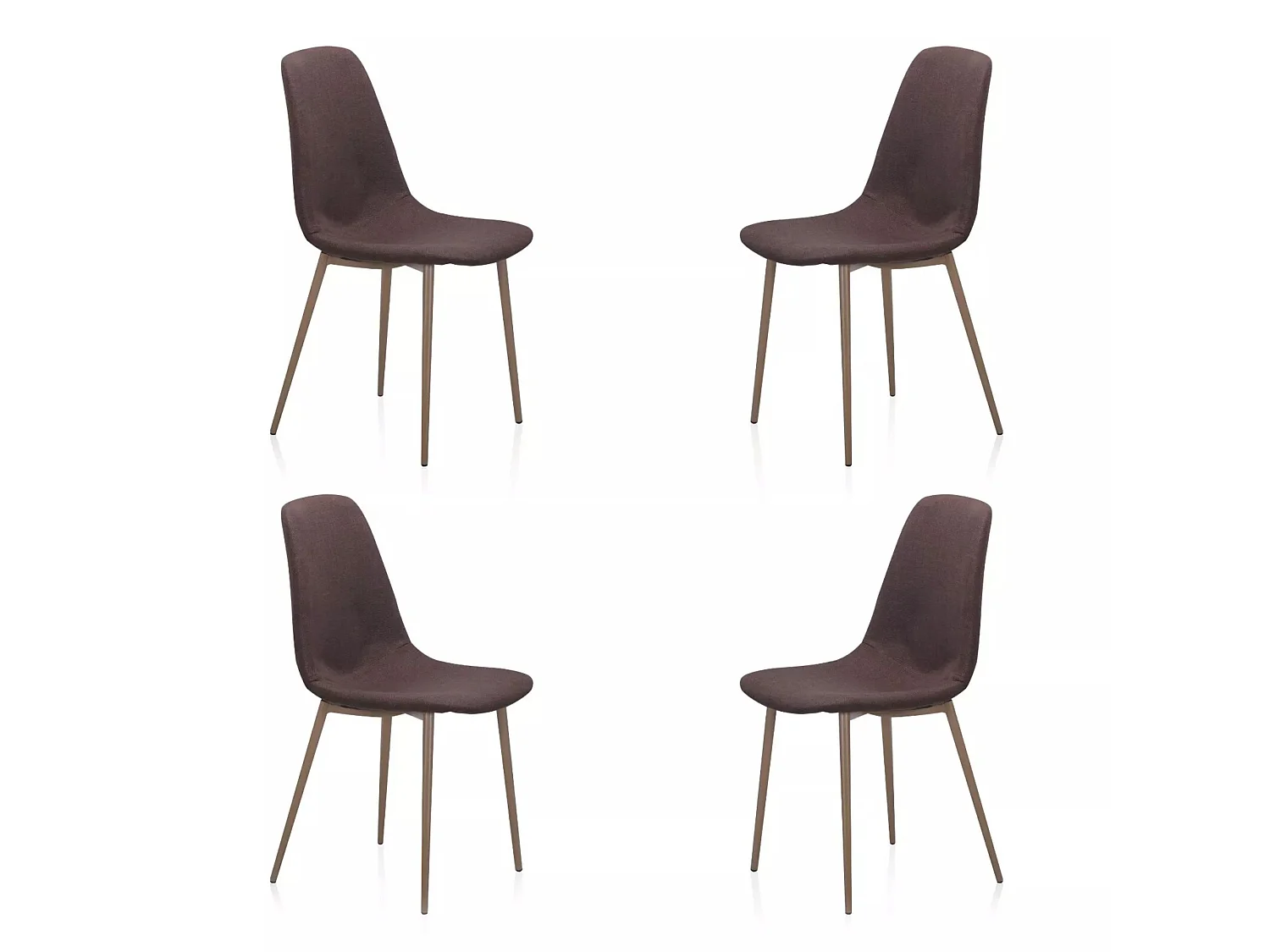 Pack de 4 Sillas de Comedor Tapizadas Marrón Chocolate – Sillas con Estructura Metálica Color Madera, Diseño Elegante y Resistente, 87 cm