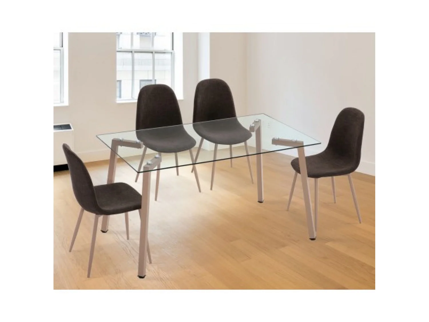 Pack de 4 Sillas de Comedor Tapizadas Marrón Chocolate – Sillas con Estructura Metálica Color Madera, Diseño Elegante y Resistente, 87 cm