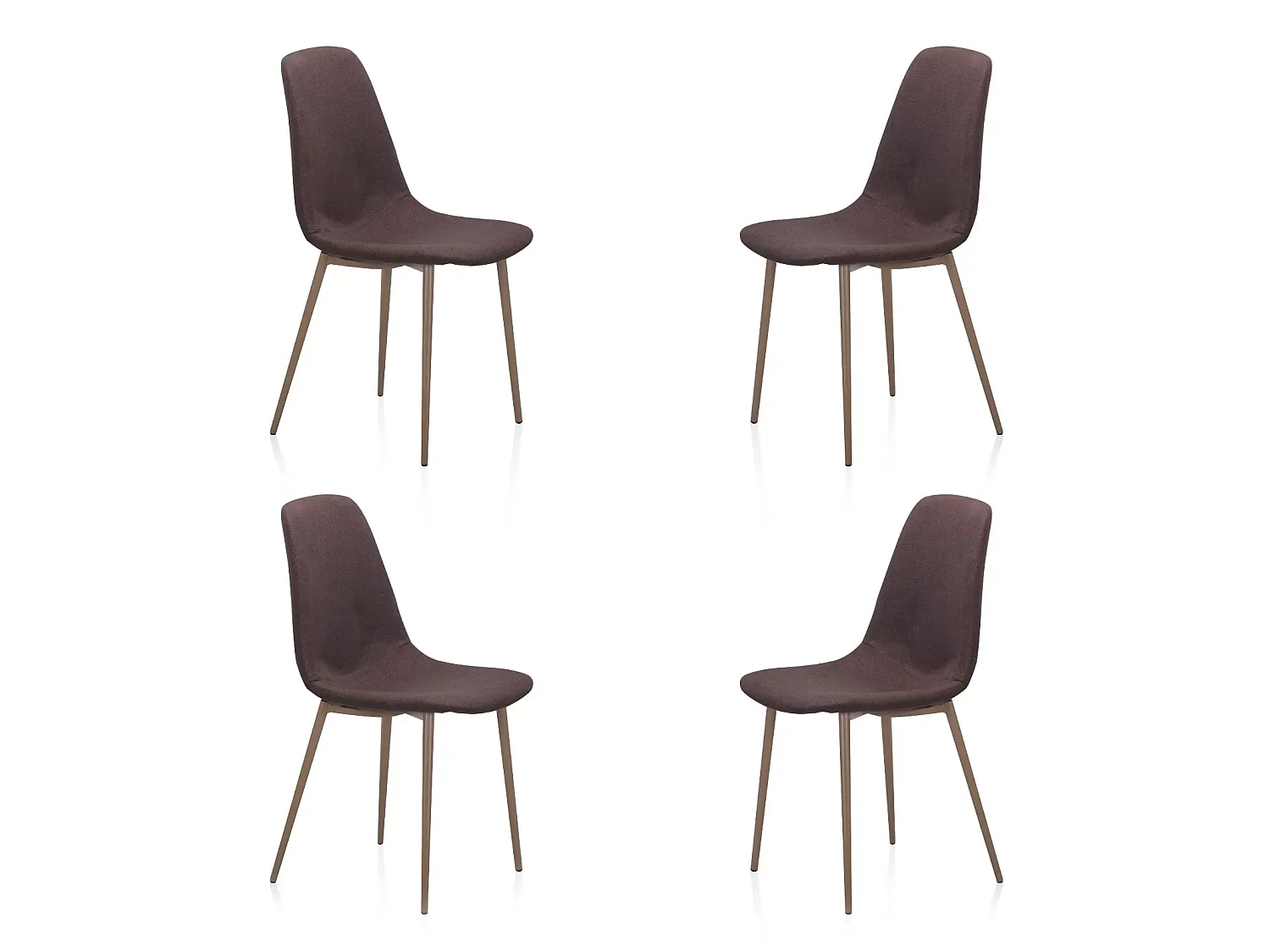 Pack de 4 Sillas de Comedor Tapizadas Marrón Chocolate – Sillas con Estructura Metálica Color Madera, Diseño Elegante y Resistente, 87 cm