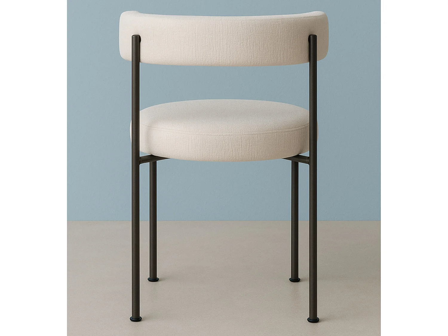 Pack 4 sillas tapizadas en tela beige lino con patas metálicas negras – diseño moderno y ligero para comedor o cocina
