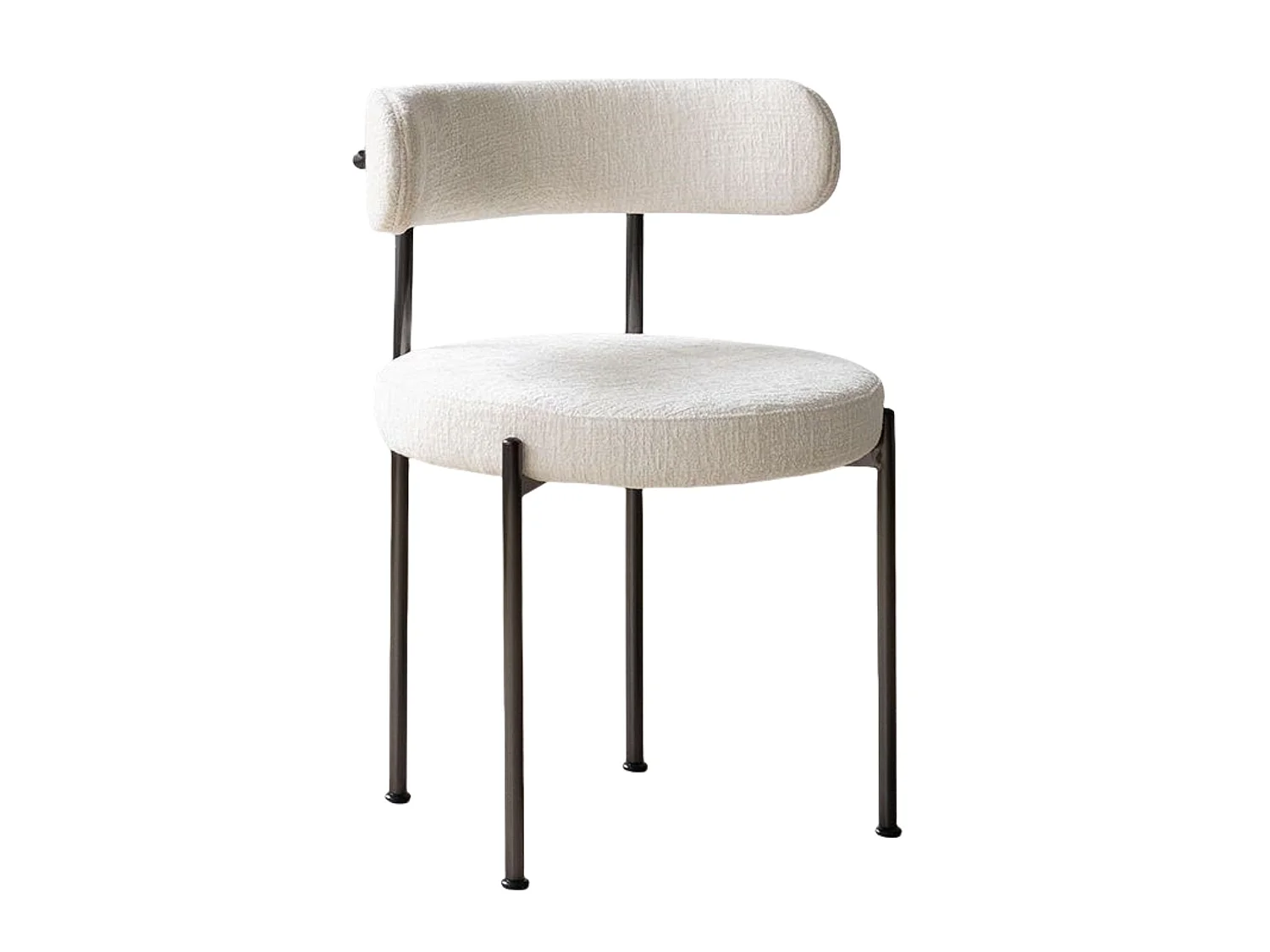 Pack 4 sillas tapizadas en tela beige lino con patas metálicas negras – diseño moderno y ligero para comedor o cocina