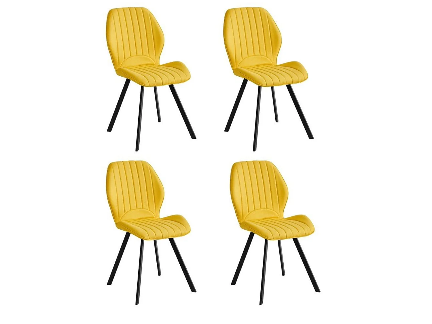 Pack de 4 Sillas de Comedor Tapizadas en Color Mostaza – Patas Metálicas Negras – Diseño Moderno, Cálido y Confortable