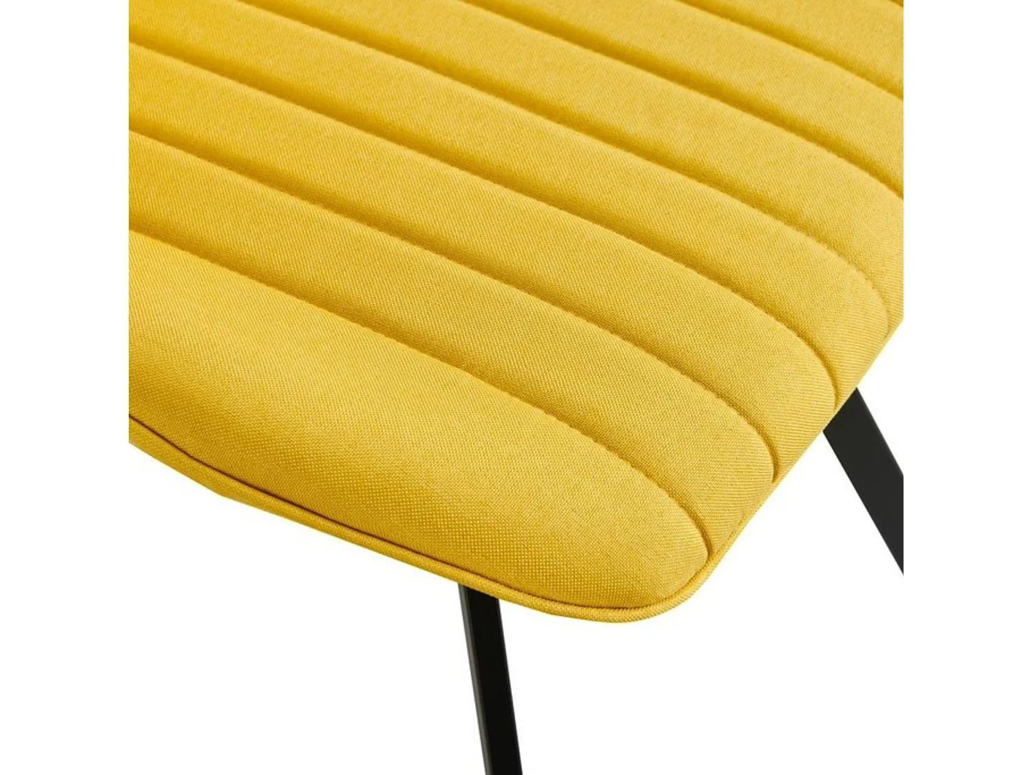 Pack de 4 Sillas de Comedor Tapizadas en Color Mostaza – Patas Metálicas Negras – Diseño Moderno, Cálido y Confortable