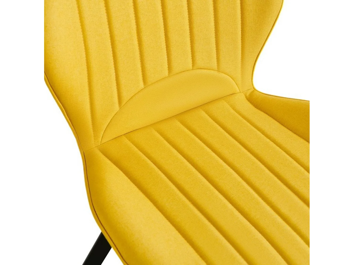 Pack de 4 Sillas de Comedor Tapizadas en Color Mostaza – Patas Metálicas Negras – Diseño Moderno, Cálido y Confortable