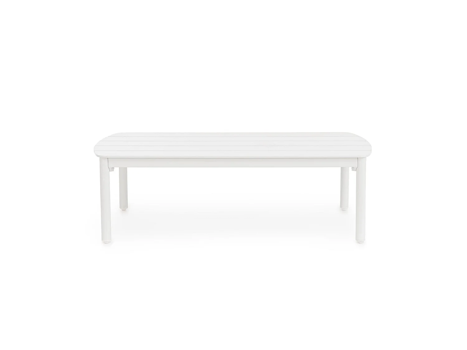Mesita de jardín de aluminio blanco con patas regulables - GAUDIX