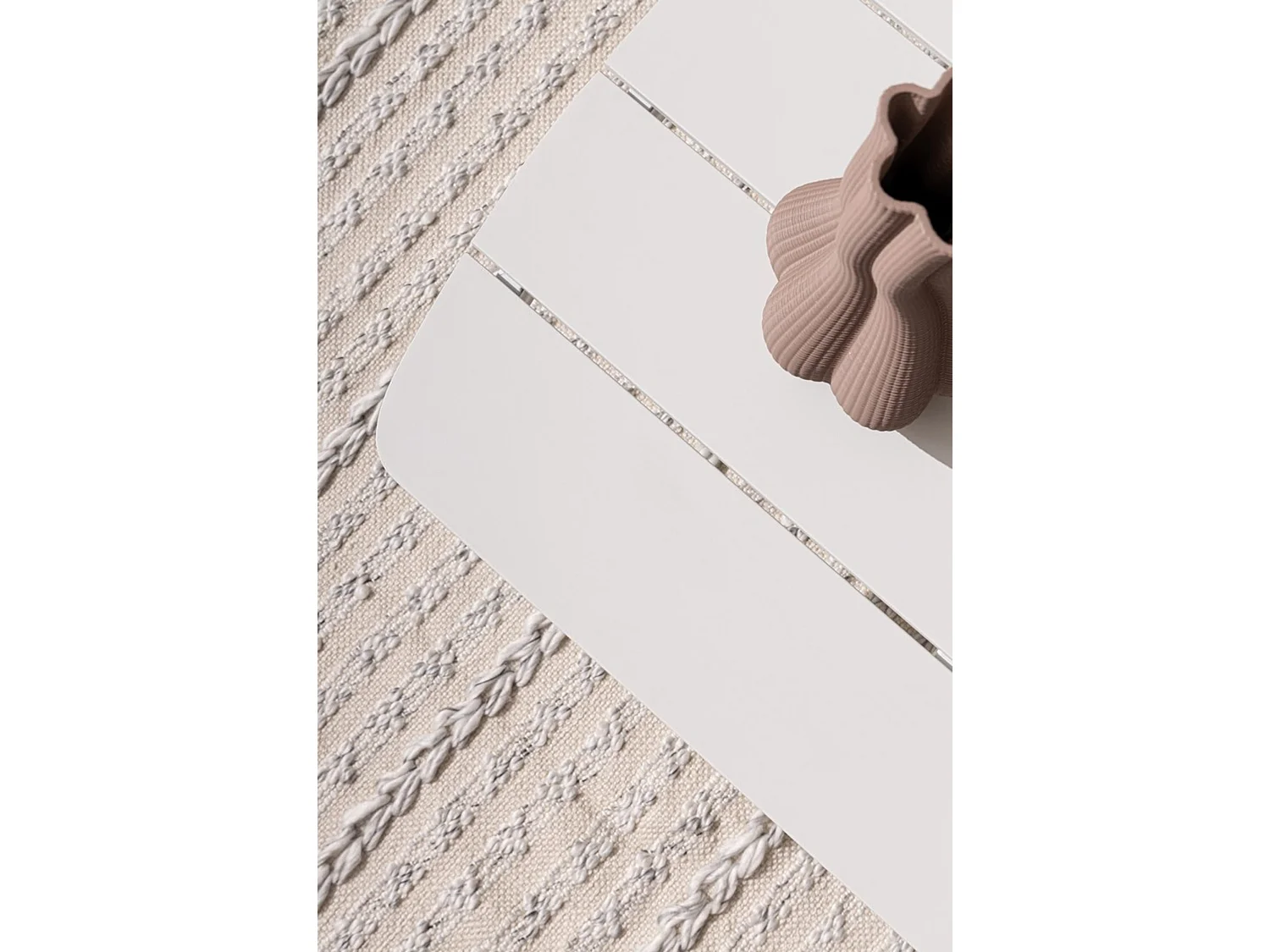 Mesita de jardín de aluminio blanco con patas regulables - GAUDIX