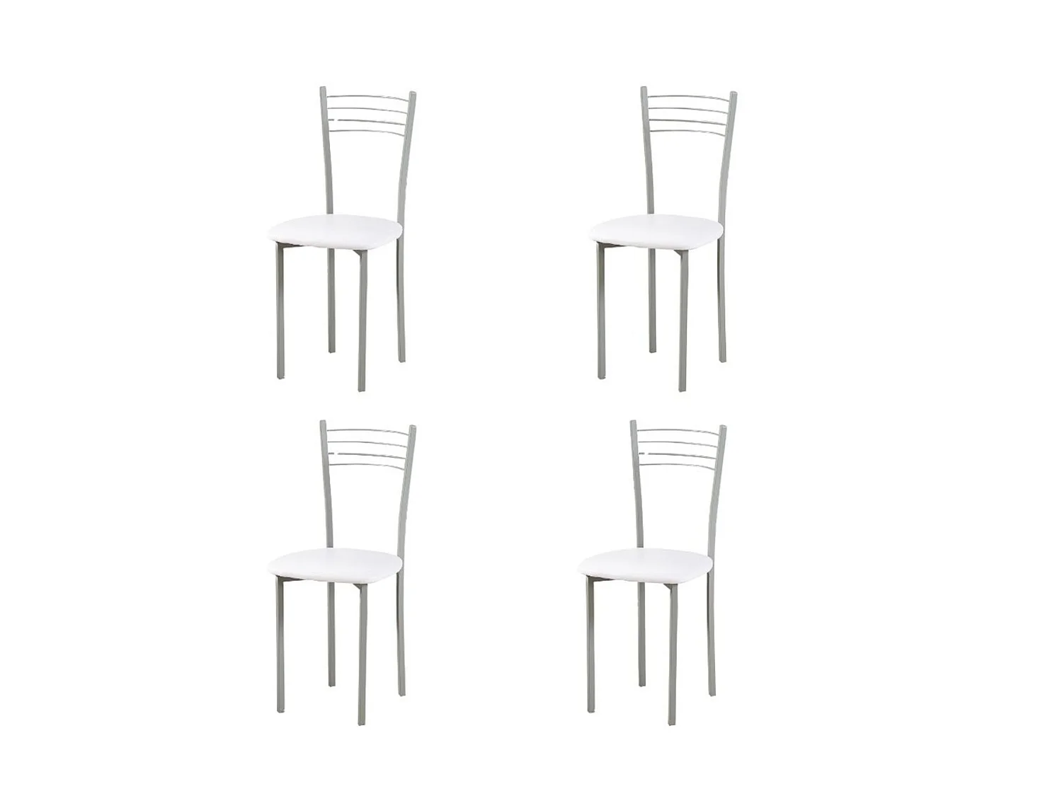 Pack 4 sillas blancas con patas metálicas color plata – diseño moderno y cómodo para comedor o cocina