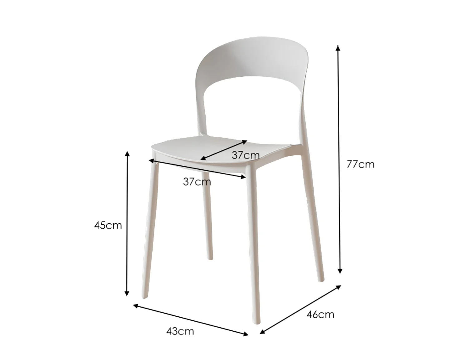 Pack 4 sillas de plástico blancas – ligeras, resistentes y modernas para cocina, comedor o terraza