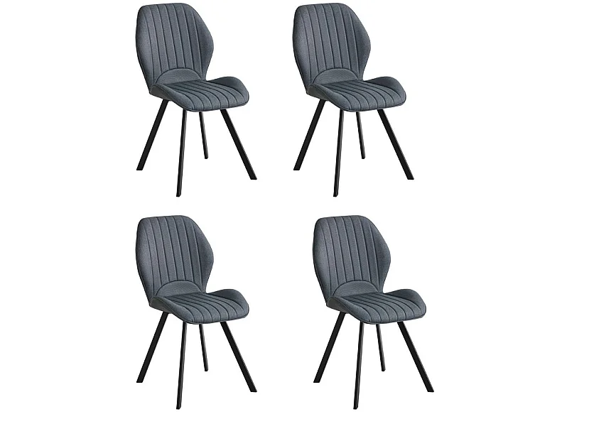 Pack de 4 Sillas de Comedor Tapizadas en Gris Marengo – Patas Metálicas Negras – Diseño Moderno, Elegante y Confortable