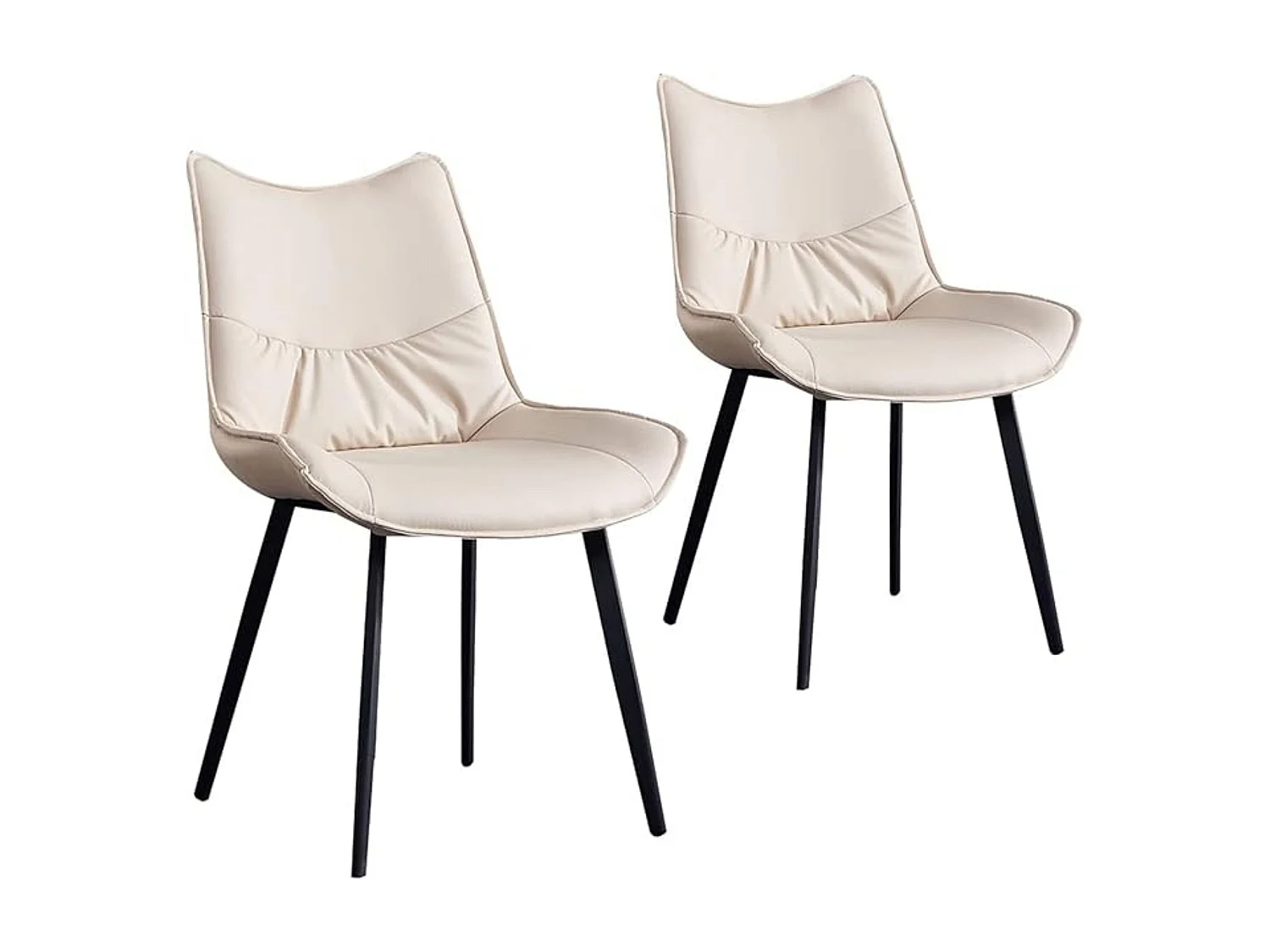 Pack de 2 Sillas de Comedor Tapizadas en PU – Sillas Modernas en Color Beige con Patas Metálicas Negras, 95 cm