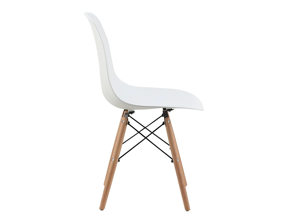 Pack 4 sillas blancas con patas de madera de haya y estructura metálica negra – diseño nórdico, moderno y resistente para comedor o cocina