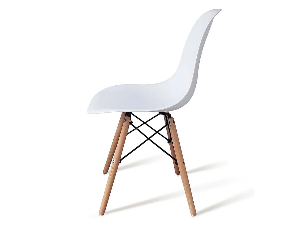 Pack 4 sillas blancas con patas de madera de haya y estructura metálica negra – diseño nórdico, moderno y resistente para comedor o cocina