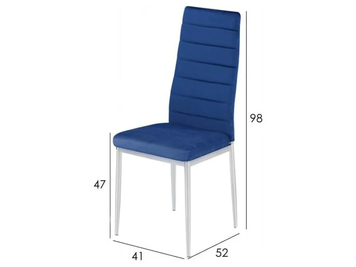 Juego de 6 Sillas de Comedor Tapizadas en Terciopelo Azul – Sillas Modernas con Patas Cromadas, Estilo Elegante y Confortable.