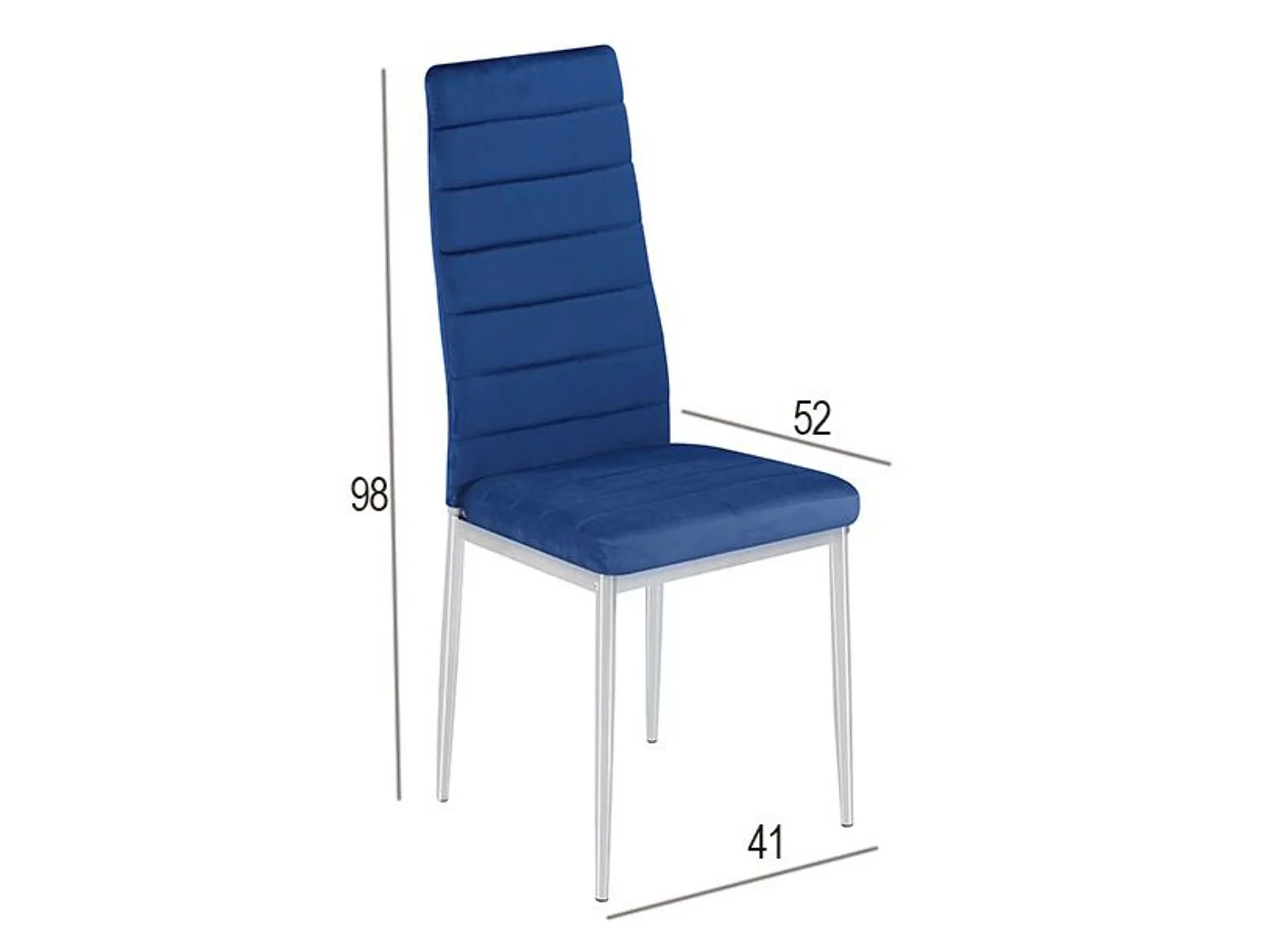 Juego de 6 Sillas de Comedor Tapizadas en Terciopelo Azul – Sillas Modernas con Patas Cromadas, Estilo Elegante y Confortable.
